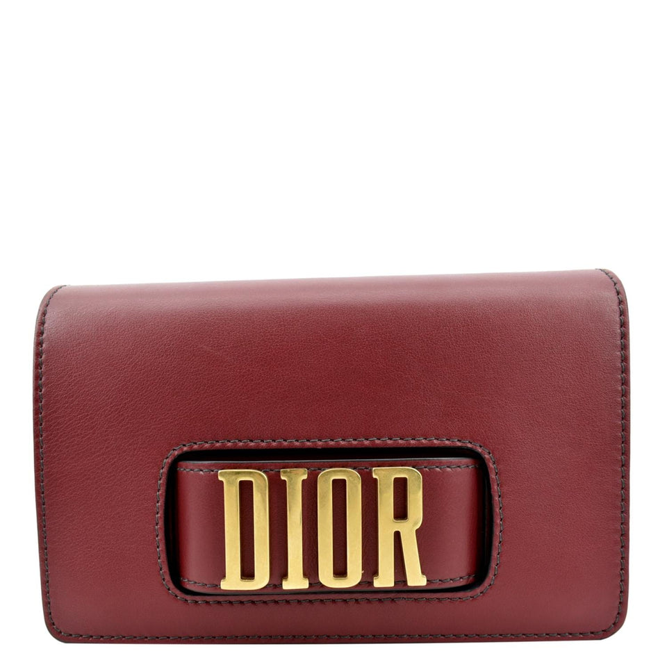 Christian Dior Dio(r)evolution Flap Calfskin Shoulder Bag Dark Red