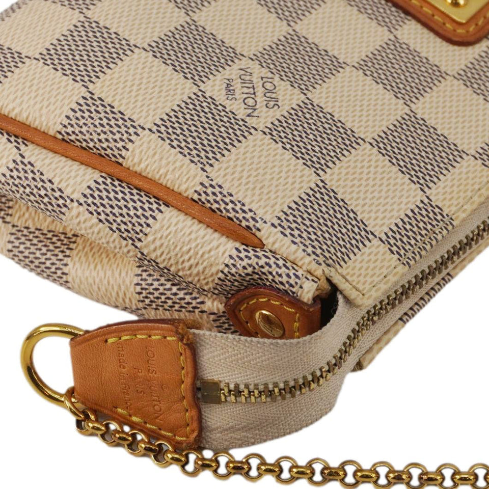 Louis Vuitton Pochette Eva Damier Azur Crossbody Clutch Bag White