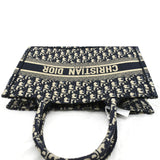 Christian Dior Book Small Oblique Embroidery Tote Bag Blue
