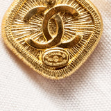 Chanel Square CC Logo Earrings Pink, Gold Tone