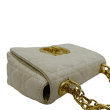 Christian Dior Caro Small Supple Cannage Calfskin Leather Shoulder Bag Ivory