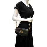 Christian Dior Montaigne Avenue Leather Shoulder Bag Black