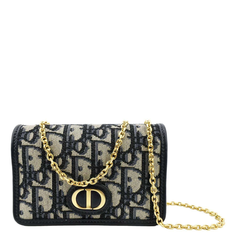 Christian Dior Montaigne Oblique Jacquard Pouch Navy Blue