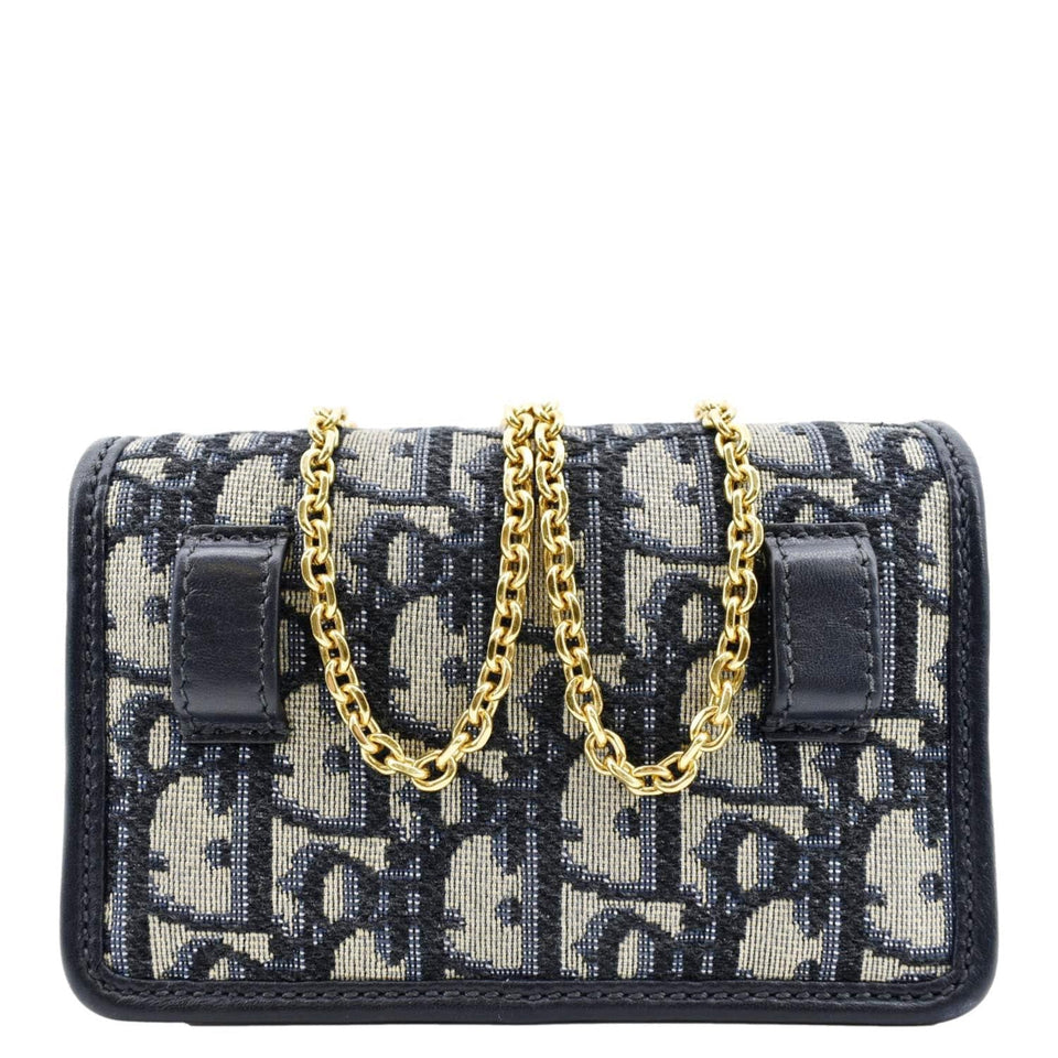 Christian Dior Montaigne Oblique Jacquard Pouch Navy Blue