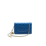 Chanel Lambskin Quilted CC Pearl Crush Wallet On Chain Blue with