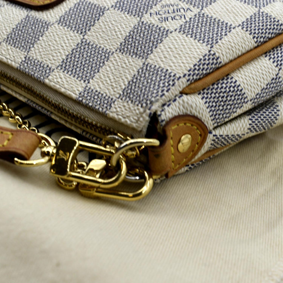 Louis Vuitton Pochette Eva Damier Azur Crossbody Clutch Bag White