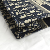 Christian Dior Book Small Oblique Embroidery Tote Bag Blue