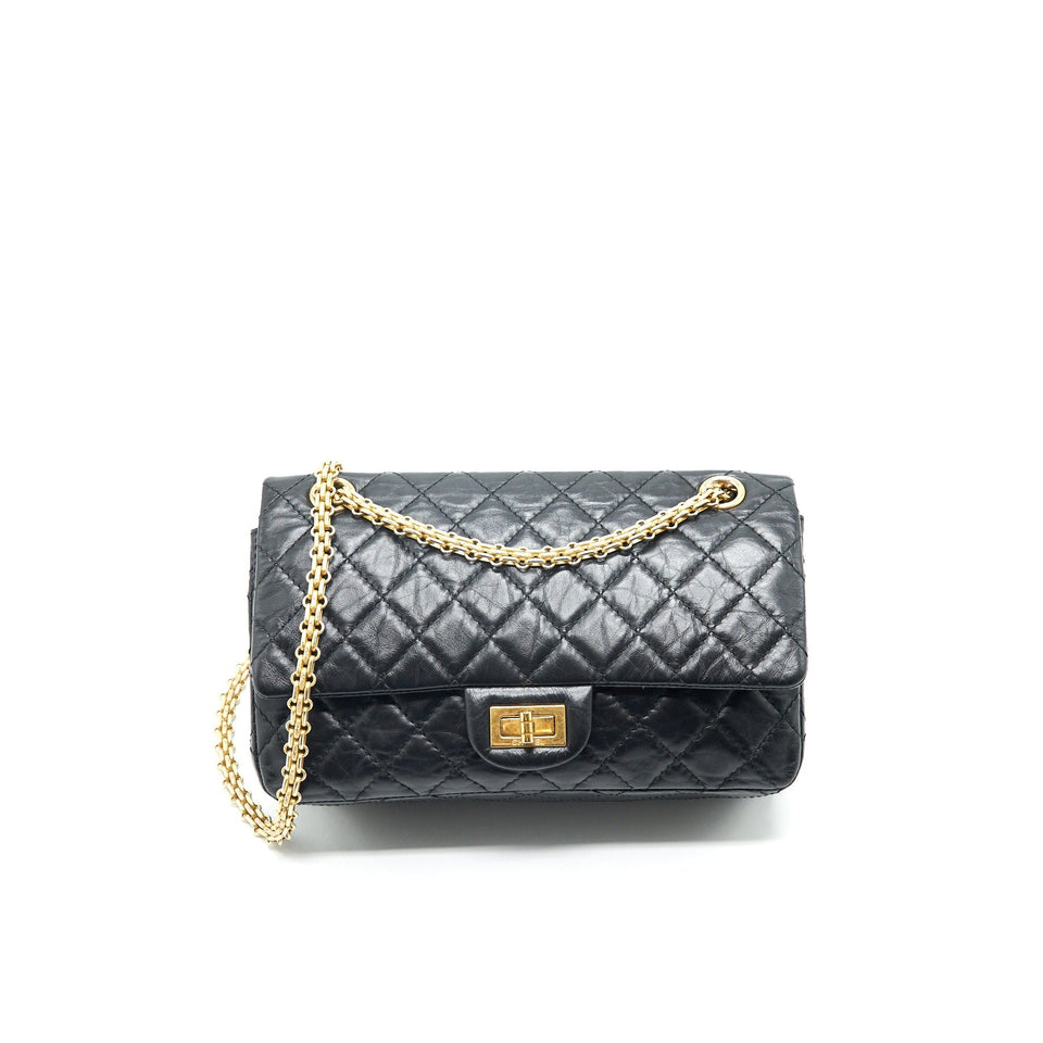 Chanel 2.55 Reissue Small Flap Bag Aged Calfskin in Black