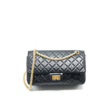 Chanel 2.55 Reissue Small Flap Bag Aged Calfskin in Black
