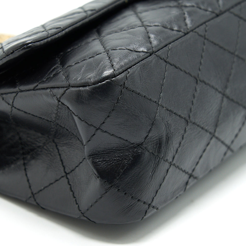 Chanel 2.55 Reissue Small Flap Bag Aged Calfskin in Black