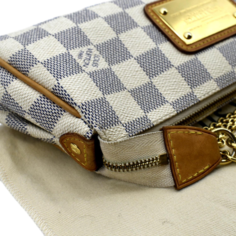 Louis Vuitton Pochette Eva Damier Azur Crossbody Clutch Bag White