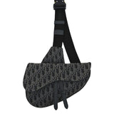 Christian Dior Saddle Oblique Jacquard Crossbody Bag Black
