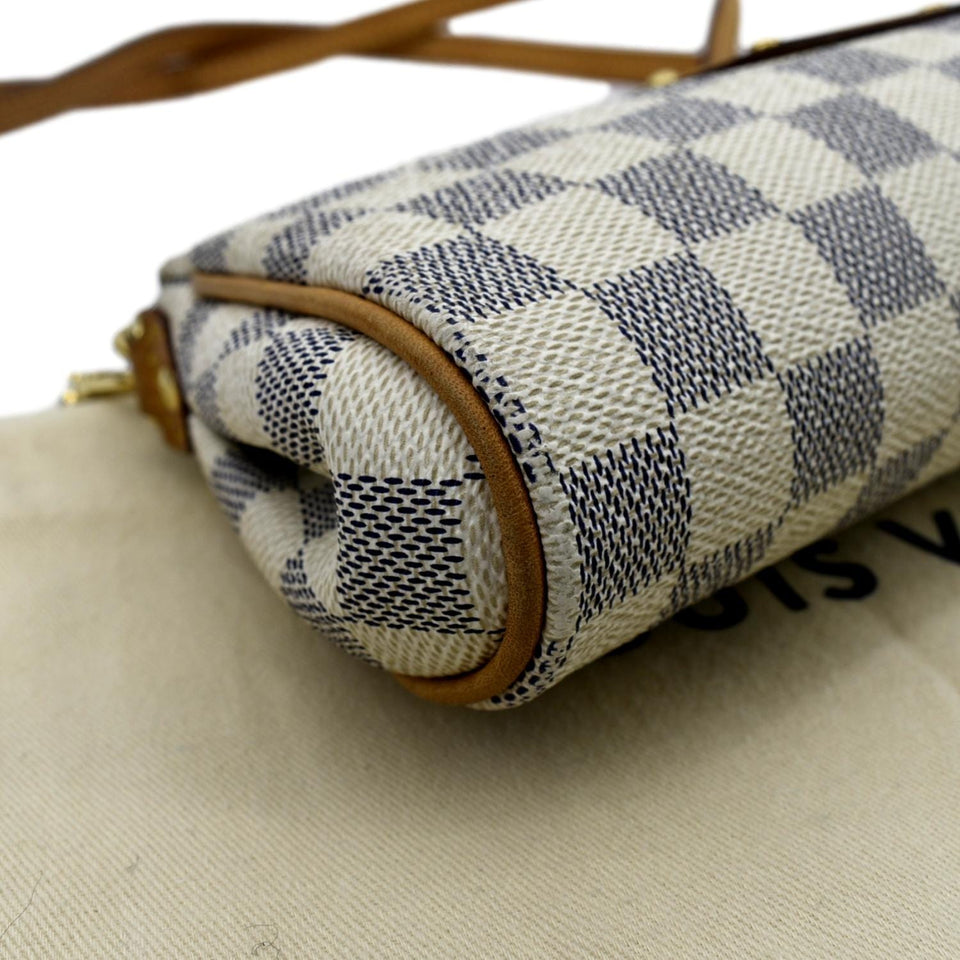 Louis Vuitton Pochette Eva Damier Azur Crossbody Clutch Bag White