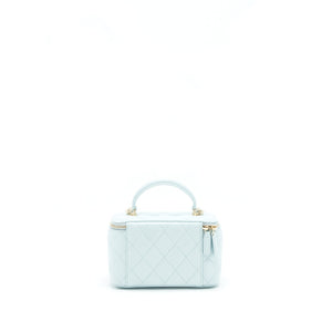 Chanel 21K Rectangular Top handle Vanity with Chain Baby Blue L