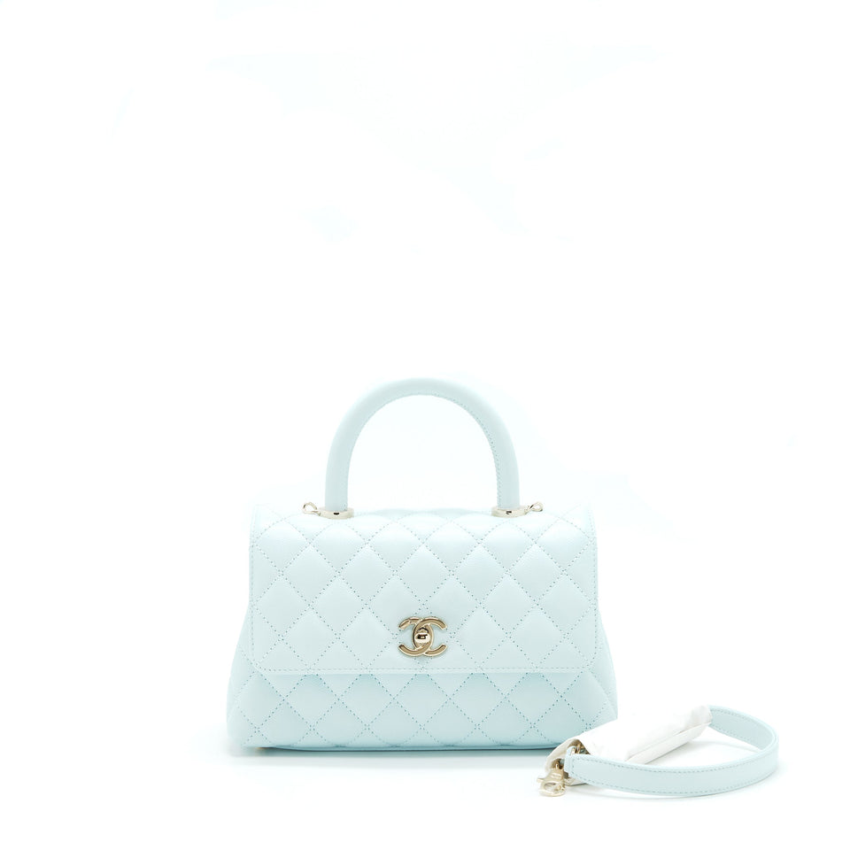 Chanel 21K Baby Blue Coco handle Small (old mini) 24cm L