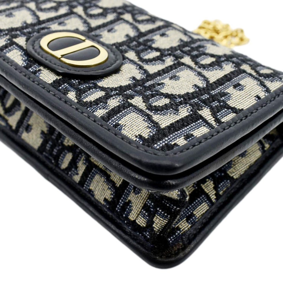 Christian Dior Montaigne Oblique Jacquard Pouch Navy Blue
