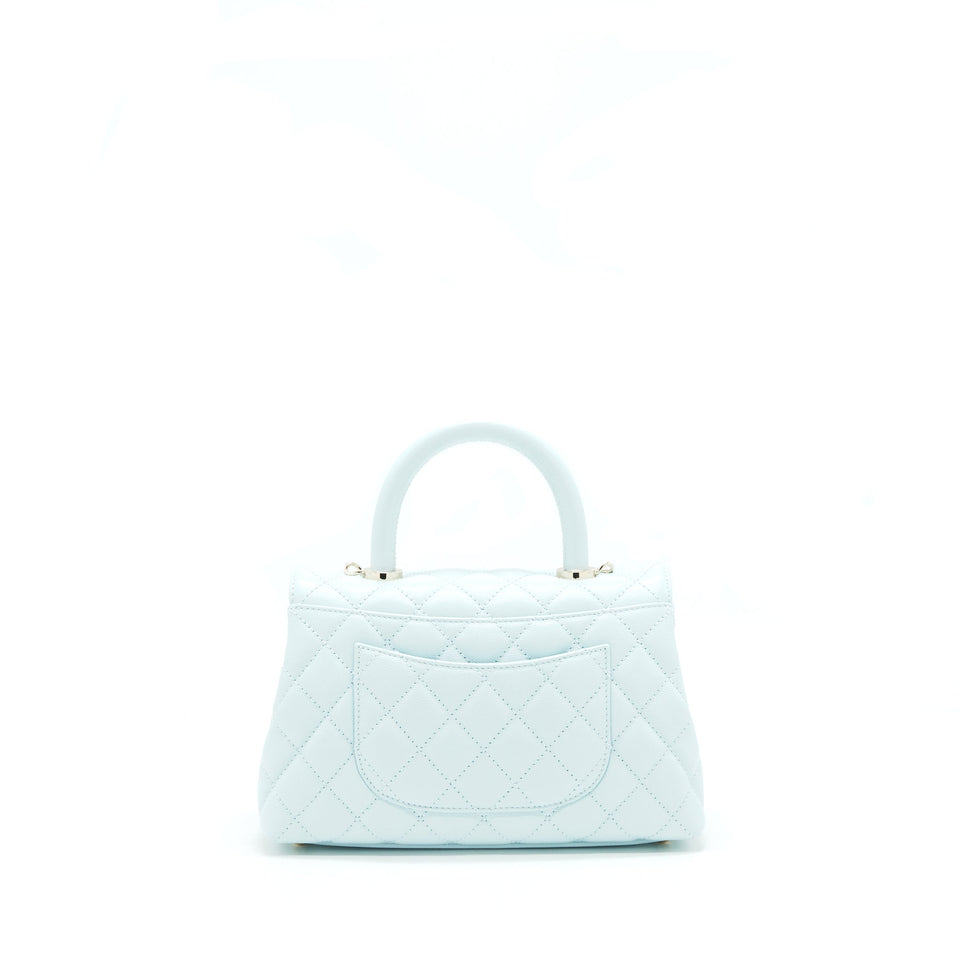 Chanel 21K Baby Blue Coco handle Small (old mini) 24cm L