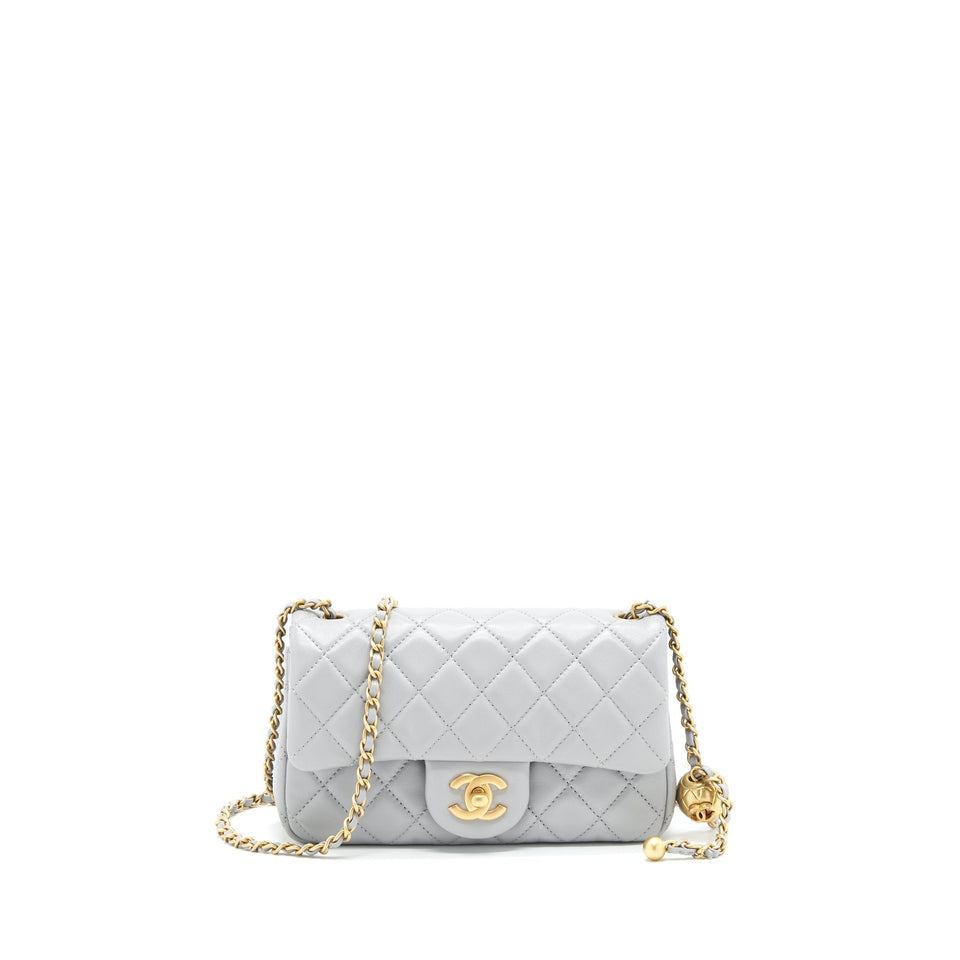 Chanel 21B pearl Crush Mini Rectangular Flap Bag Grey