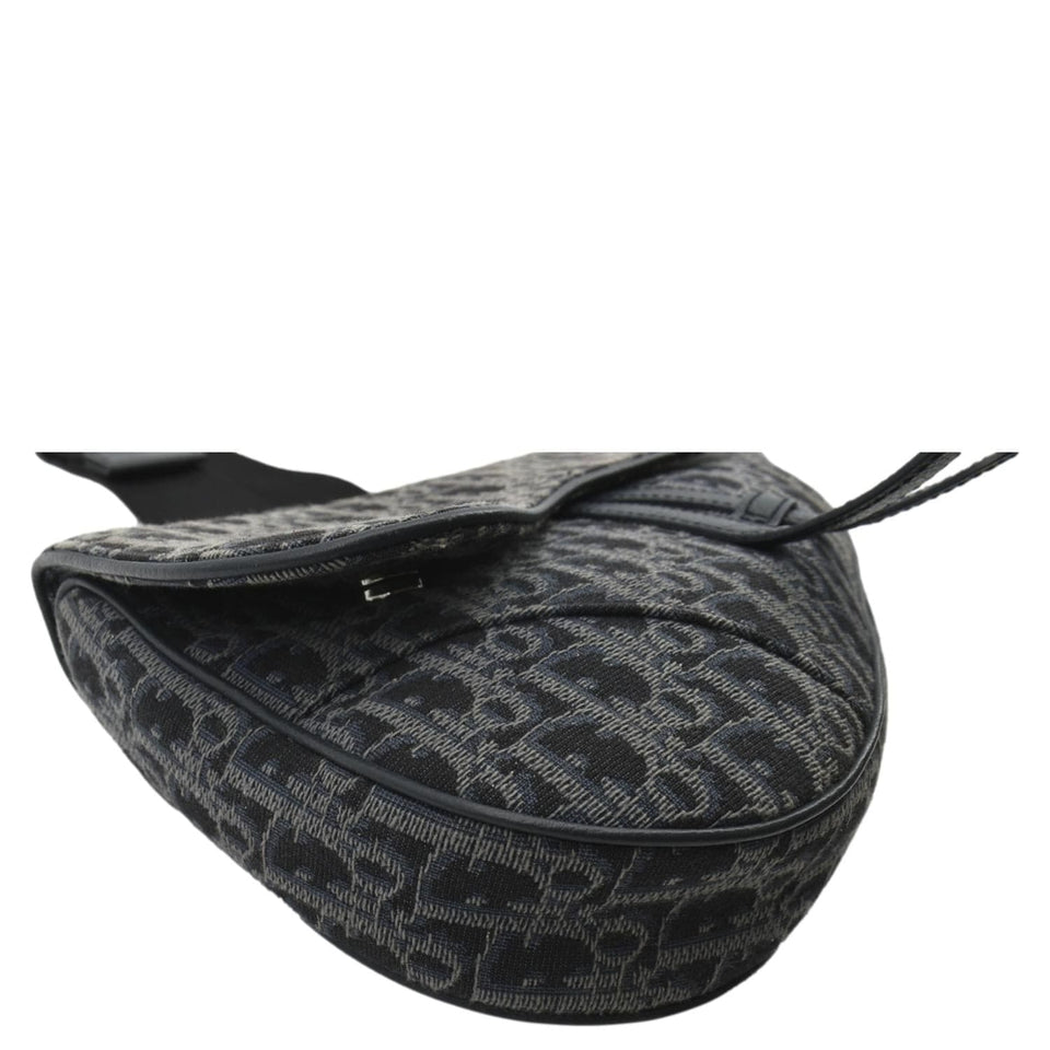Christian Dior Saddle Oblique Jacquard Crossbody Bag Black