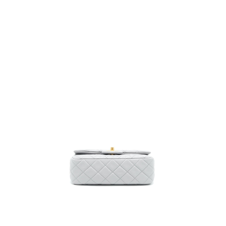 Chanel 21B pearl Crush Mini Rectangular Flap Bag Grey