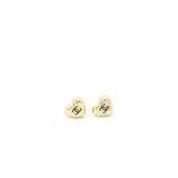 Chanel Small Heart Logo Earrings Light Gold Tone