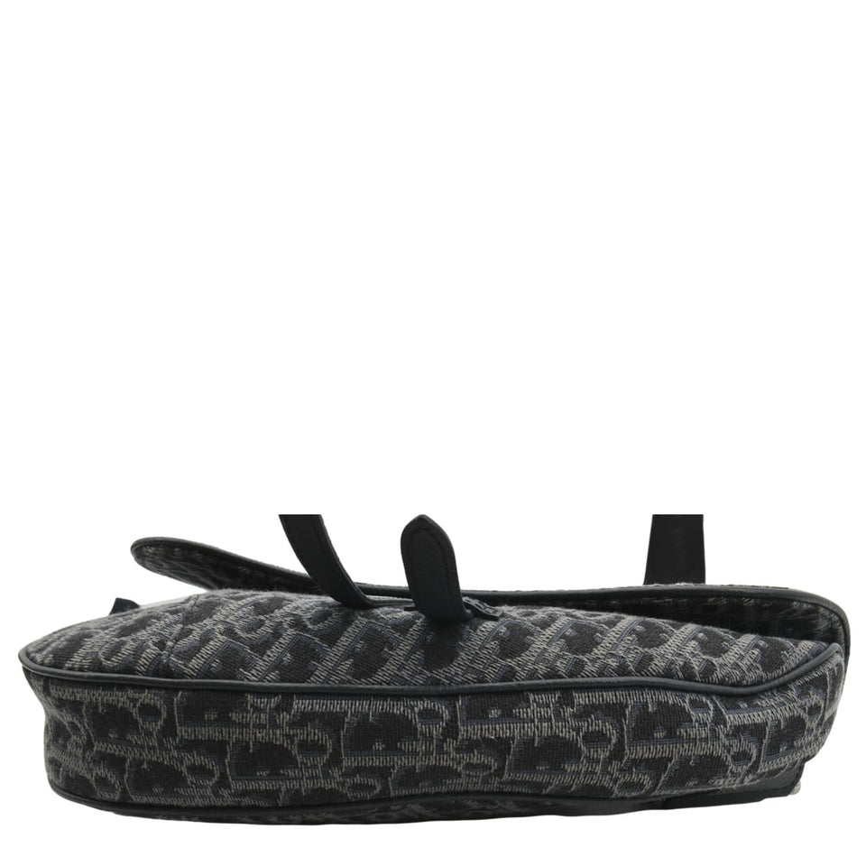 Christian Dior Saddle Oblique Jacquard Crossbody Bag Black