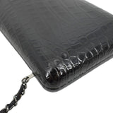 Chanel Chain Alligator Leather Clutch Bag Black