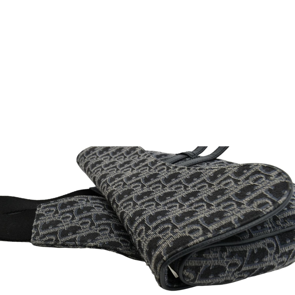 Christian Dior Saddle Oblique Jacquard Crossbody Bag Black