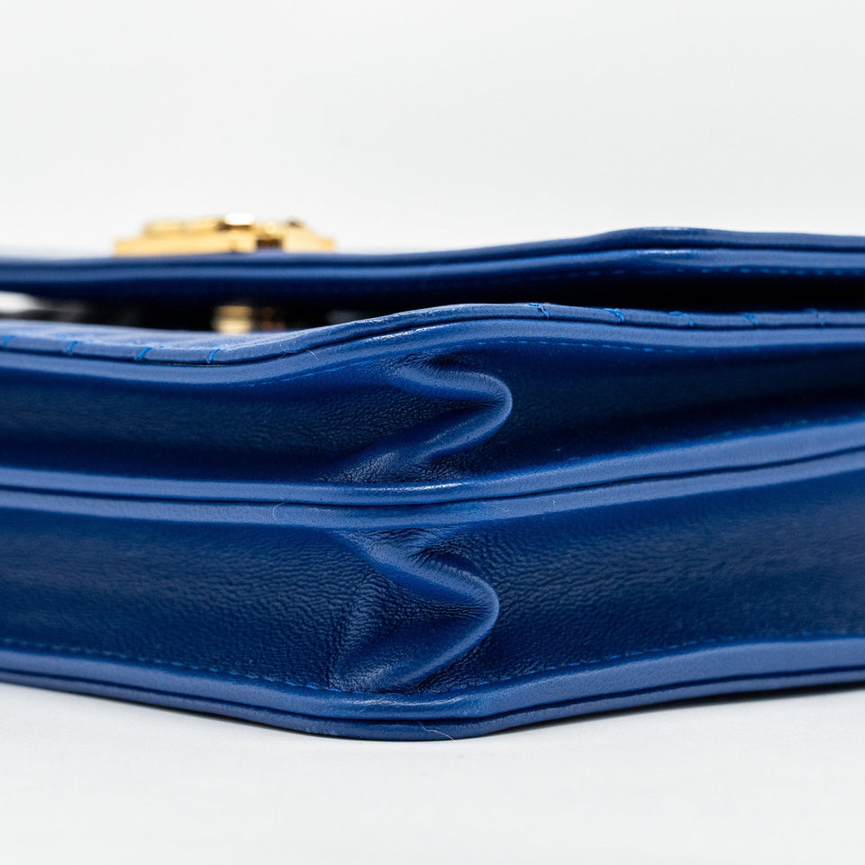 Chanel Boy Clutch with Chain  Chervon Lambskin Blue