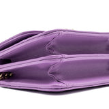 Chanel detailed top handle flap mini clutch with chain lambskin purple L (microchip)