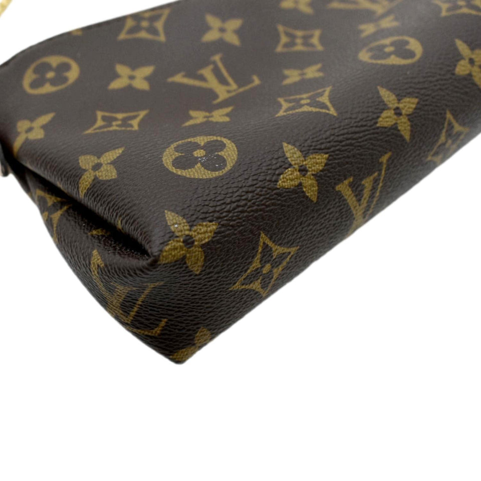 Louis Vuitton Pallas Monogram Canvas Clutch Crossbody Bag Brown