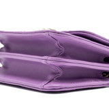 Chanel detailed top handle flap mini clutch with chain lambskin purple L (microchip)