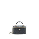 Chanel 21K top handle rectangular Vanity with chain Black L