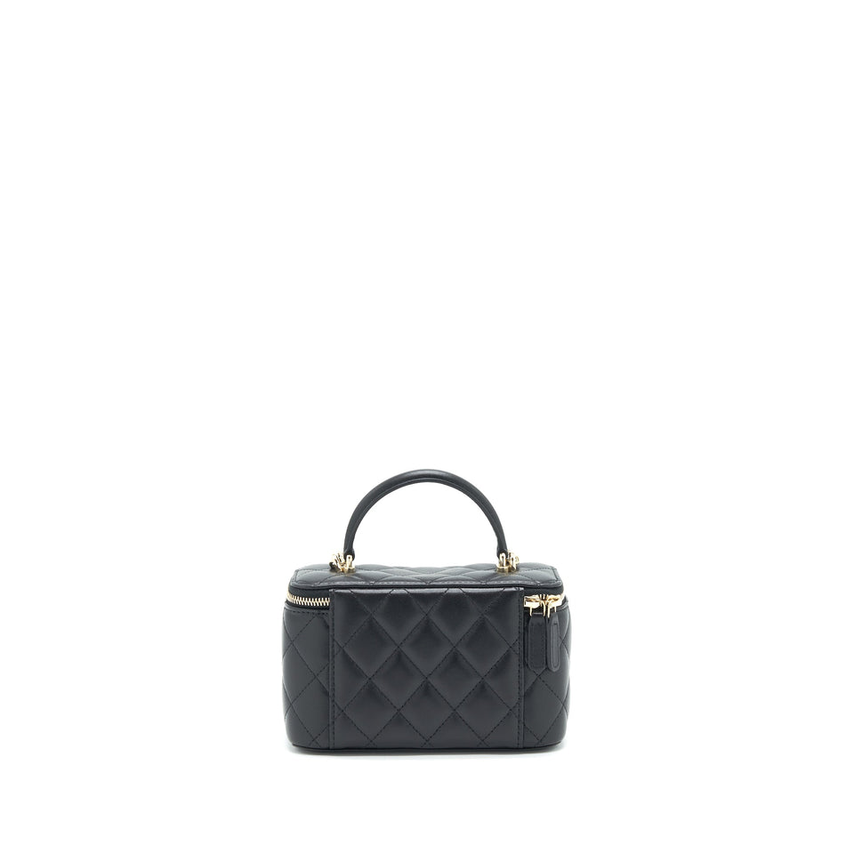 Chanel 21K top handle rectangular Vanity with chain Black L