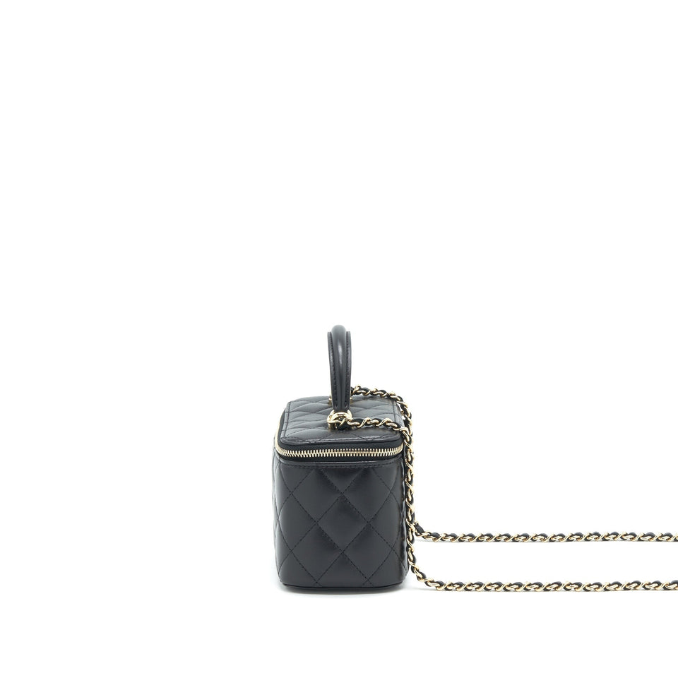 Chanel 21K top handle rectangular Vanity with chain Black L