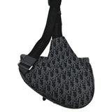 Christian Dior Saddle Oblique Jacquard Crossbody Bag Black