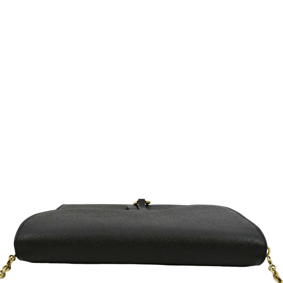Christian Dior Long Saddle Leather Crossbody Chain Wallet Black