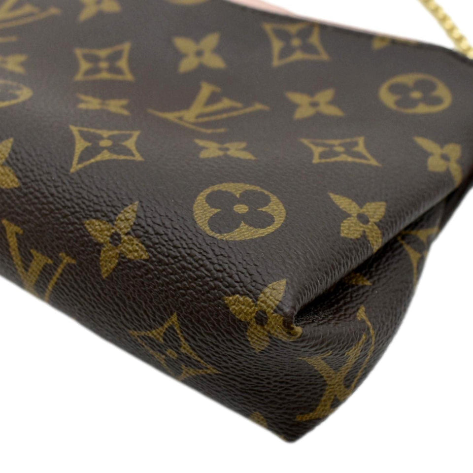 Louis Vuitton Pallas Monogram Canvas Clutch Crossbody Bag Brown