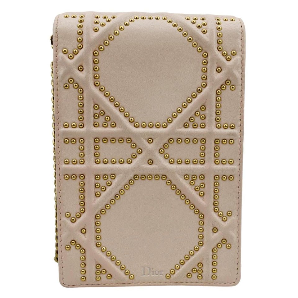 Christian Dior Diorama Vertical Leather Crossbody Clutch Bag Beige