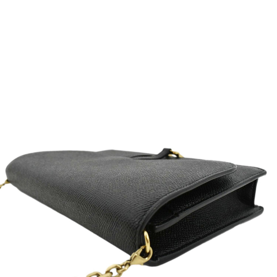 Christian Dior Long Saddle Leather Crossbody Chain Wallet Black