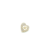 Chanel Heart With CC Logo Crystal Earrings Light Gold Tone