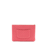 Chanel Chevron Clutch Lambskin Pink L