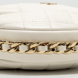 Chanel 23C Round Clutch Lambskin White L (Microchip)