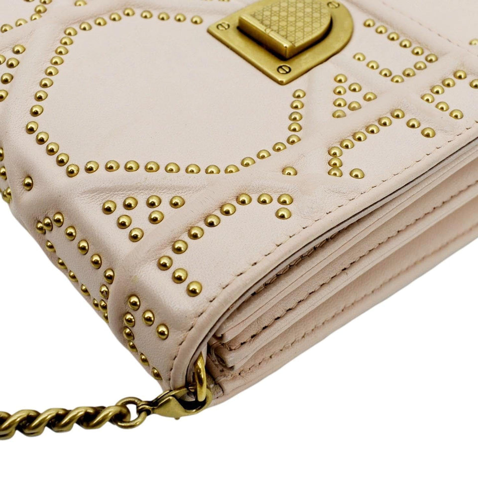 Christian Dior Diorama Vertical Leather Crossbody Clutch Bag Beige