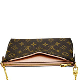 Louis Vuitton Pallas Monogram Canvas Clutch Crossbody Bag Brown