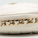 Chanel 23C Round Clutch Lambskin White L (Microchip)