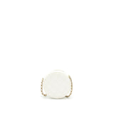 Chanel mini round Bag with Chain Caviar White L