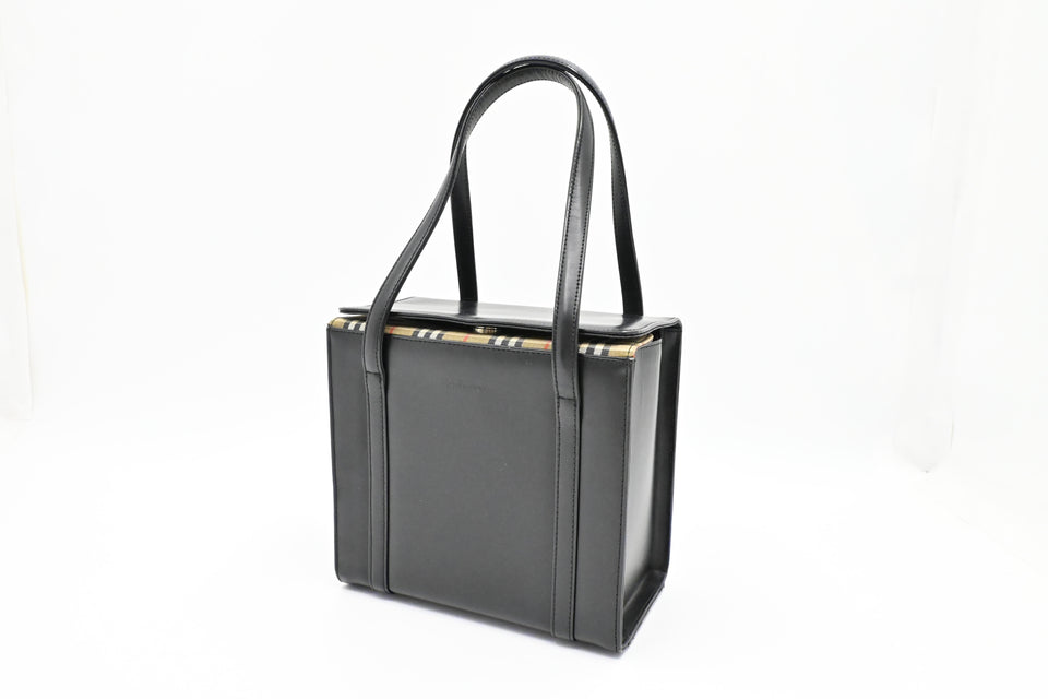 Burberry Box Handbag in Black Leather