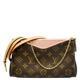 Louis Vuitton Pallas Monogram Canvas Clutch Crossbody Bag Brown