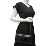 Chanel Chain Alligator Leather Clutch Bag Black